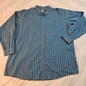 LL Bean Shirt Mens XXL Tall Traditional Fit Button Down Blue Plaid Preppy Office